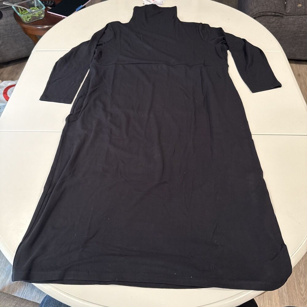 Women With Control Dress Womens 1XP Black Turtleneck Long Sleeve Midi Control